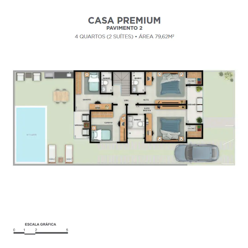 Aros Inc - Bio Barra Residence 12 - Plantas - Casa Premium 2º Pavimento