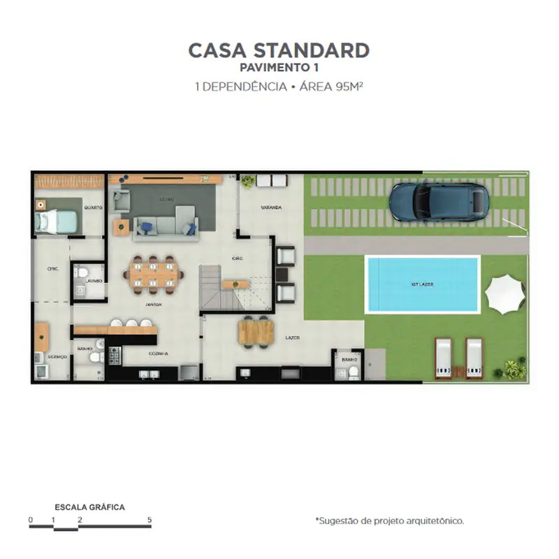 Aros Inc - Bio Barra Residence 13 - Plantas - Casa Standard 1º Pavimento