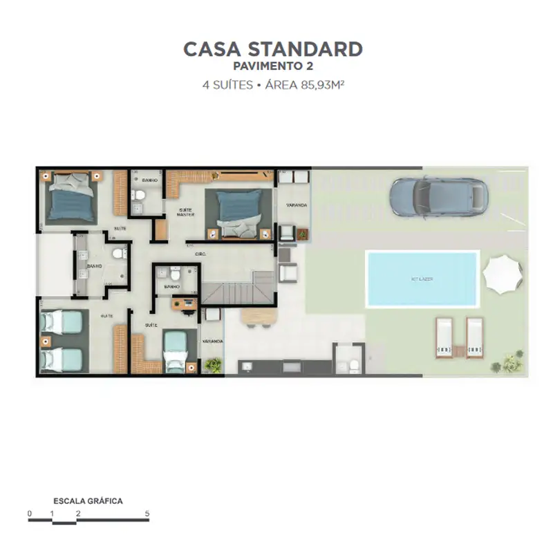 Aros Inc - Bio Barra Residence 14 - Plantas - Casa Standard 2º Pavimento