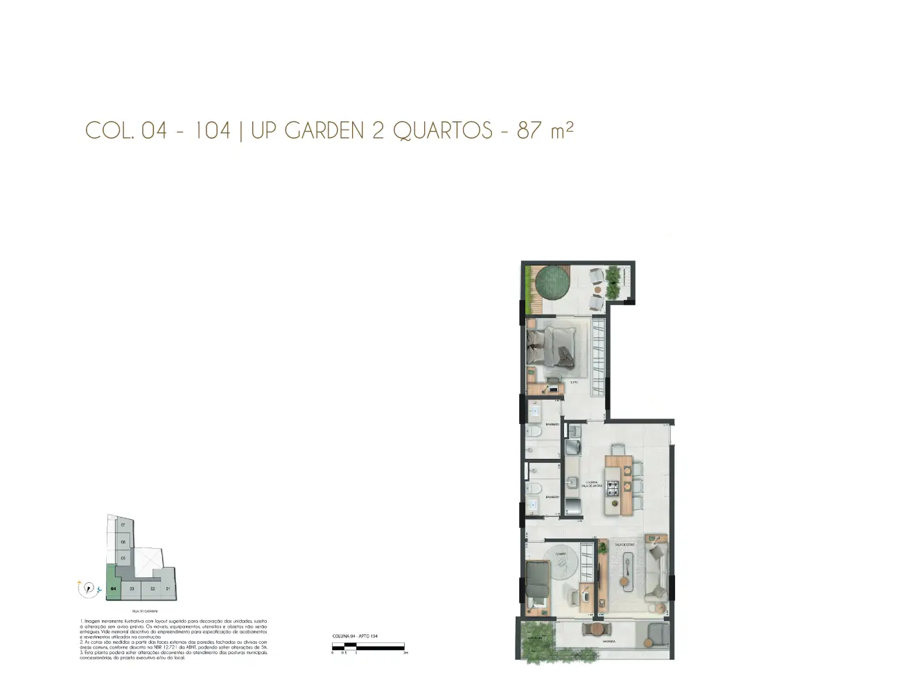 Aros Inc - Satamini 12 - 25 - Plantas - COL. 04 - 104 Up Garden | 2 Quartos (87m²)