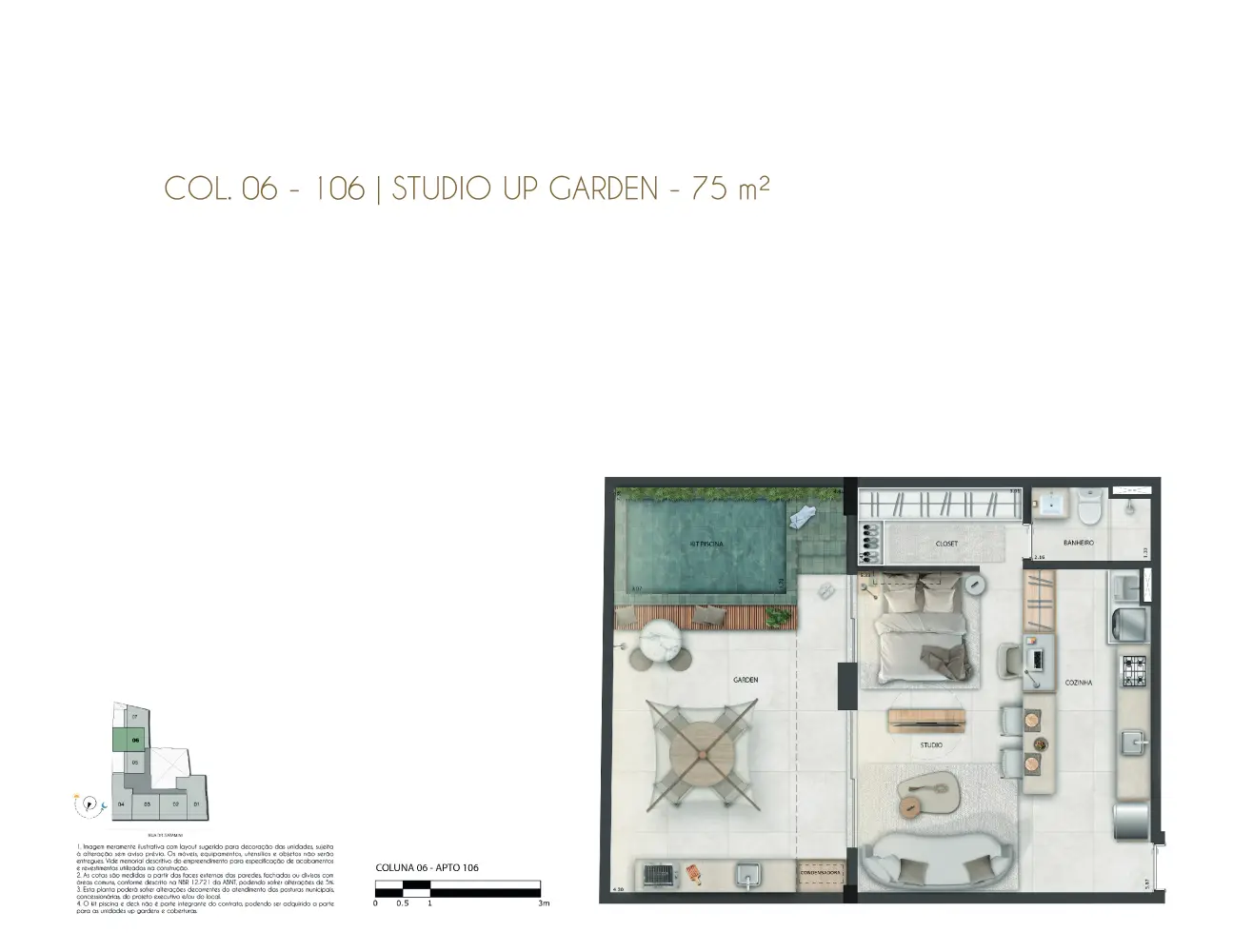 Aros Inc - Satamini 12 - 29 - Plantas - COL. 06 - 106 Studio Up | Garden (75m²)